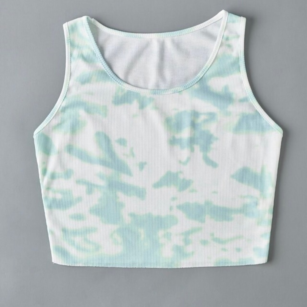Tie Dye blue and green rubbed crop cami 🐬